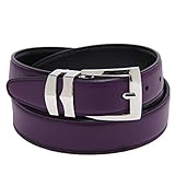 Reversible Belt Bonded Leather Removable Silver-Tone Buckle PURPLE / Black