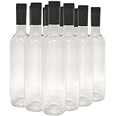 nicebottles Plastic Wine Bottles & Screw Caps, Clear, 750ml - Pack of 12