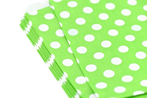 FiveSeasonStuff Greaseproof Paper Bags for Food Candy Goodies Gift Party Wedding Favors Birthday Baby Shower Buffets Picnics BBQ Arts & Crafts DIY Retail (5.12''x 7'') — PACK 100 (Green, Polka Dots) - Thumbnail 3