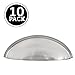 Ilyapa Satin Nickel Kitchen Cabinet Pulls - 3 Inch Hole Center Bin Cup Drawer Handles - 10 Pack of Kitchen Cabinet Hardware