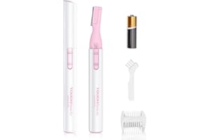 TOUCHBeauty Electric Eyebrow Trimmer for Women Portable Eyebrow Hair Remover Metal Cover, Battery Powered Ladies Hair Shaver Pink
