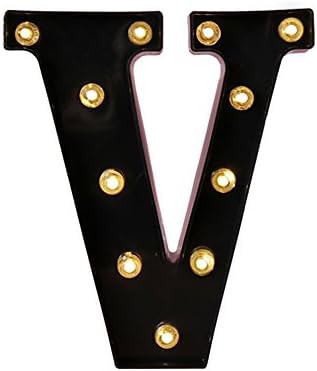 Light Up Marquee Letters LED Letter Light Up Black Alphabet Letter Night Lights for Home Bar Festival Birthday Party Wedding Decorative (black V)