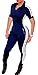 Bodycon4U Women's Short Sleeve Zip Up Sport Bodycon Jumpsuit Romper Zentai Unitard Romper Blue XL