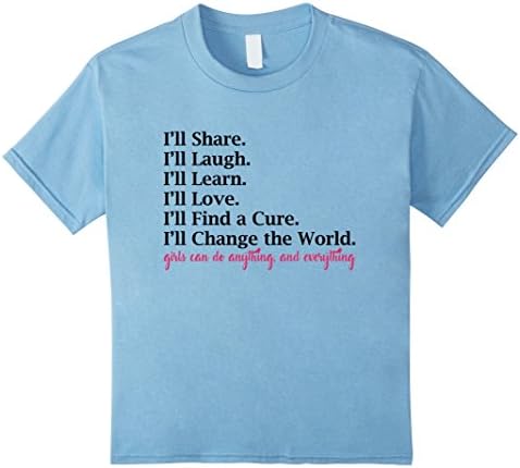 Kids Girl Change The World Tees, Girl Power Tshirt 10 Baby Blue