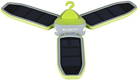 SUAOKI Solar Camping Lantern Collapsible and Battery Powered Rechargeable USB, 18 Bright Led, Hanging Clover Style