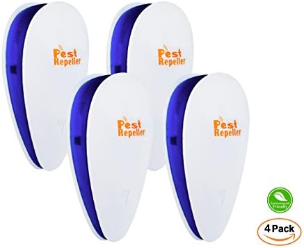 BUGZILLA [Upgraded 2018] Ultrasonic Pest Repellent - Electronic Pest Control Plug In-Pest Repeller for Insect - Mice, Roaches, Bugs, fleas, Mosquitoes, Spiders,Human &amp; Pet Friendly （4 Packs）