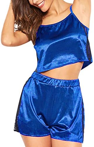 Women Camisole Shorts Set Sexy Satin Sling Sleepwear Lingerie Nightwear Underwear