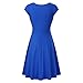 HIKA Women's Casual Cap Sleeve Round Neck Flared A-line Midi Dress (Medium, Blue)