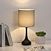 HAITRAL Bedside Table Lamps - Modern Desk Lamps Set of 2 for Bedroom, Office, College Dorm with Metal Base & Fabric Lamp Shade HT-BTL09-15X2 - Gray