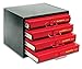 Olympia Tools 90-800 4-Drawer Hardware Organizer includes 2000-pieces Small Hardware, black/red