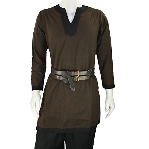 Armor Venue: Medieval Tunic - Costume Shirt LARP Brown w/ Black Trim Small