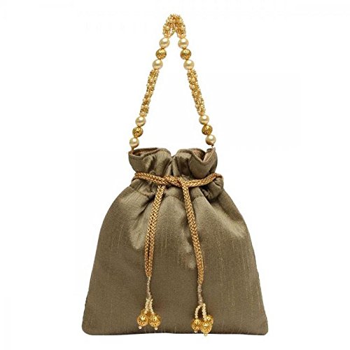 vdesi black color dotted potli for women