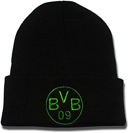 JRICK Borussia Dortmund BVB 09 Logo Beanie Fashion Unisex Embroidery Beanies Skullies Knitted Hats Skull Caps - Black/Green