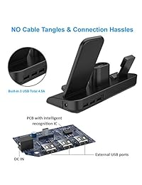 Soporte de carga 4 en 1 inalámbrico para iPhone AirPods Apple Watch cargador Dock, estación de carga compatible con Apple Watch AirPods iPhone X 8 Plus (certificado UL 36 W adaptador incluido)