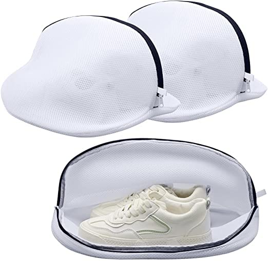 SANLANDOR 2Pcs Shoes Bags for Washing Machine, 38cm/42cm Breathable Reusable Wash Bag for Shoes Washing Machine, Laundry Bag with Zipper for Sports Shoes Canvas Shoes Casual Shoes(L/S)-MY047