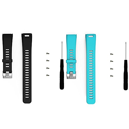 Garmin Vivosmart HR Band Replacement Strap There is no need to remove the strap Simple and fast with metal buckle (Style 2-Black+Teal)
