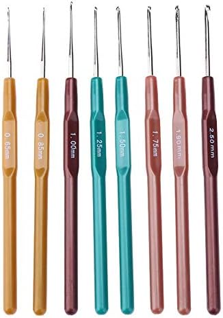 Crochet Hook Set,8pcs Plastic Handle Aluminium Head Crochet Hooks Sweater Sewing Needles Kit- Ideal Professional Knitting Accessories