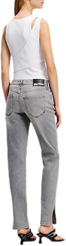 Donna Mid Rise Slim W/Slit Denim Light Grey 2932