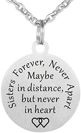 Inspirational Necklace Sisters Forever,Never Apart Stainless Steel Pendant Necklace