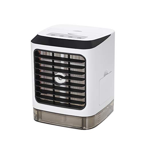 Walmeck- Mini Portable Air Conditioner Humidifier Evaporative Air Cooler USB Desktop Purifier Cooling Fan with 7 Color LED Light for Home Office Car