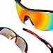 poshei Polarized Sports Sunglasses, P01 Outdoor Sun Glasses with 5 Interchangeable Lenses for Men Women Baseball Cycling Fishing Golf (Black&Red)