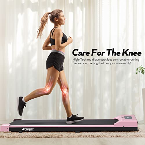 KRISRATE Pink Walking Pad Treadmill Under Desk, Under Desk Treadmill