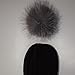 Mfurs Womens Winter Fur hats Real Large Removable Fox Fur Pom Pom Beanie Hat (Silver)