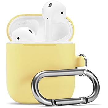 Airpods Case, Airpod Silicone Skin Cases Cover by Camyse, Full Protective Durable Shockproof Drop Proof with Keychain Compatible with Apple Airpods 2 & 1 Charging Case,Airpods Accesssories (Yellow)