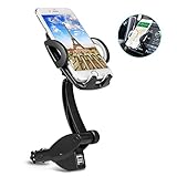 Car-accessory Cigarette Lighter Phone Holder Car Mount Charger with Dual USB Charging Ports for iPhone X 8 8 Plus 7 7 Plus 6s 5s, Samsung Galaxy S9 S8 S8 Plus S7 and More Smartphones