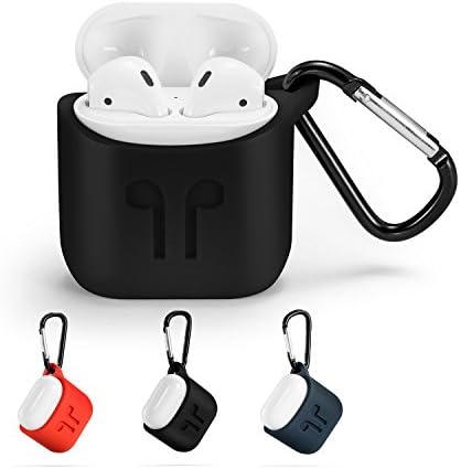 Airpods Case, Jaclpt Soft Silicone Case Water Resistant Shock Proof Protective Cover Skin for AirPods Charging Case (Black)
