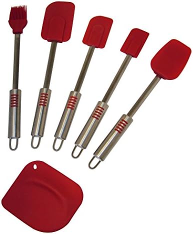 Deluxe Stainless Steel Silicone 6-Piece Spatula Set, Red