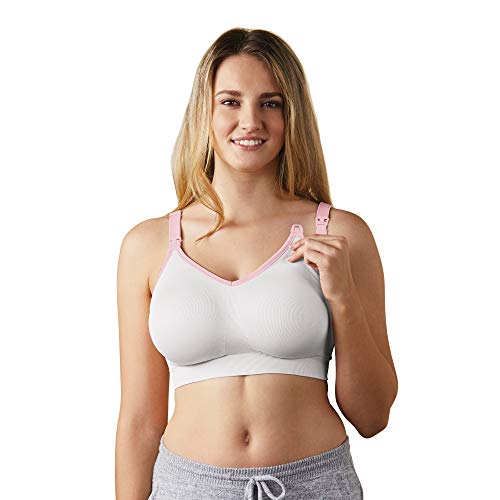 BRAVADO! DESIGNS Women's Body Silk Seamless Nursing Bra and Maternity Bra, White Blush, Large