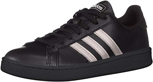 adidas Women's Grand Court Sneaker, Platinum Metallic/Black, 6.5 M US