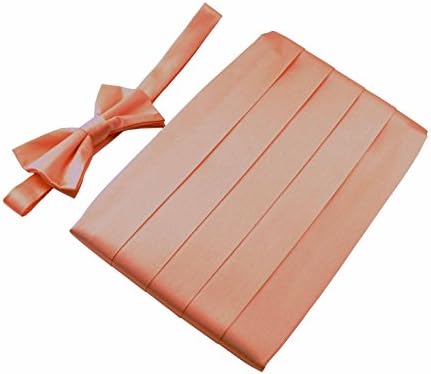 Men's 100% Pure Silk Cummerbund &amp; Bow Tie Set - Multi Colors (Peach)