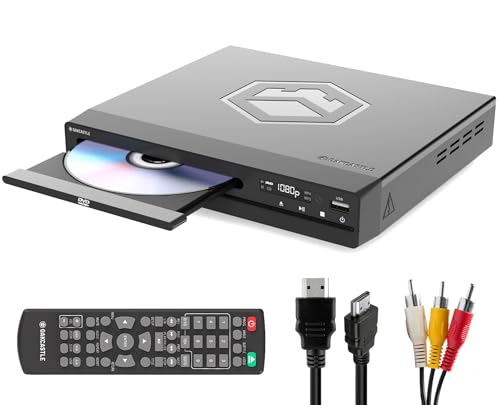 Oakcastle DVD100 Region Free DVD Player for TV Mini DVD Player HDMI with 1080p Upscaling CD Player with USB & MP3 HDMI Cable, RCA Cable & Remote Control Included