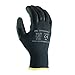 Tarantula Nylon Precision Protective Safety Work Gloves, 13 gauge black polyester shell with black PU coated on Palm and Fingers, 12 Pair Per Pack