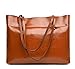 Covelin Women's Handbag Genuine Leather Tote Shoulder Bags Soft Hot Brown