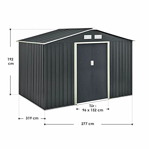 LCSA Gerätehaus Geräteschuppen Schuppen Metall Pultdach Satteldach Gartenhaus (Size : XXL mit Satteldach) – Bild 3