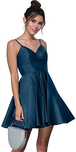 liangjinsmkj Spaghetti Straps Homecoming Dresses for Juniors V-Neck A-Line Short Cocktail Gowns