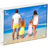 Meetu Acrylic Picture Frame 8.5x11,Clear Freestanding Double Sided 24mm Thickness Frameless Magnetic Photo Frames Desktop Display with Gift Box Package (1 Pack)