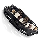 Urban Jewelry Leather Vintage Earth Brown and Blond Beaded Bracelet, 8.5"