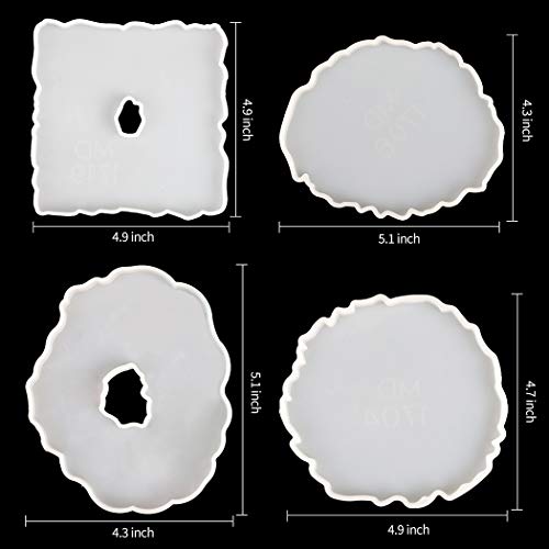 Outgeek Resin Coaster Molds with 4PCS Silicone Molds