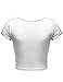 Basic Solid Color Short Sleeve Scoop Neck Slim Fit Cotton Crop Tops