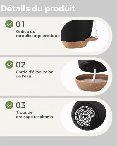 Pot de Plantes d'Intérieur avec Drainage 6 Pcs Pots en Plastique Auto-irrigants 12.7cm/14cm/15.2cm/16.5cm/17.8cm/20.3cm pour Plantes d'Intérieur, Fleurs, Cactus