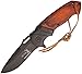 Elk Ridge - Outdoors Spring Assisted Folding Knife, Black Stainless Steel Blade, Brown Wood Handle, Black Bolster, Leather Lanyard, Pocket Clip - Hunting, Camping, Survival, EDC - ER-A003BW