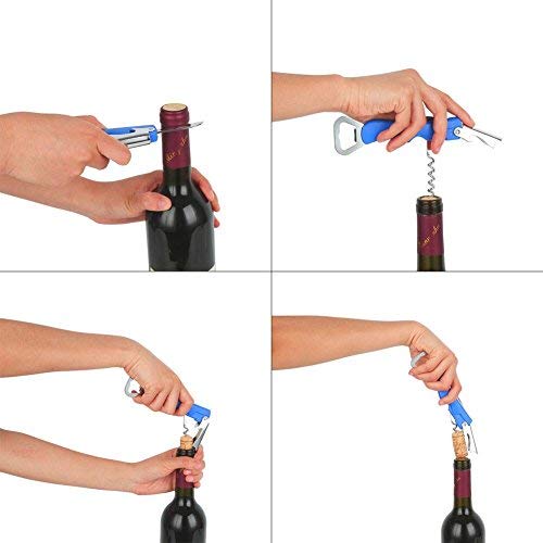 Premium Bartenders Corkscrew by Shanlan. A Professional 3-in-1 Bottle Opener With Foil Cutter for Wine and Beer. Stainless Steel and Hard Plastics [3 Packs] - Thumbnail 2
