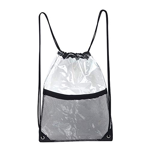 4 Clear+Drawstring+Backpack+Zipper+Pocket