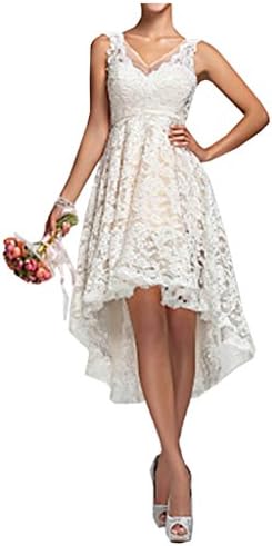 Vienna Bride V-neck Lace Prom Reception Dress For Wedding Short Bridal Dress-20W-Ivory