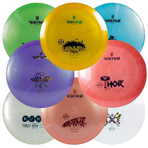 Viking Discs Armor Disc Golf Set - 8 Frisbee Discs for Any Distance, PDGA Approved - Putter Driver