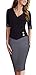 HOMEYEE Women's Official Wear to Work Half Sleeve V Neck Pencil Bodycon Dress B364 (6, Black + Gray)